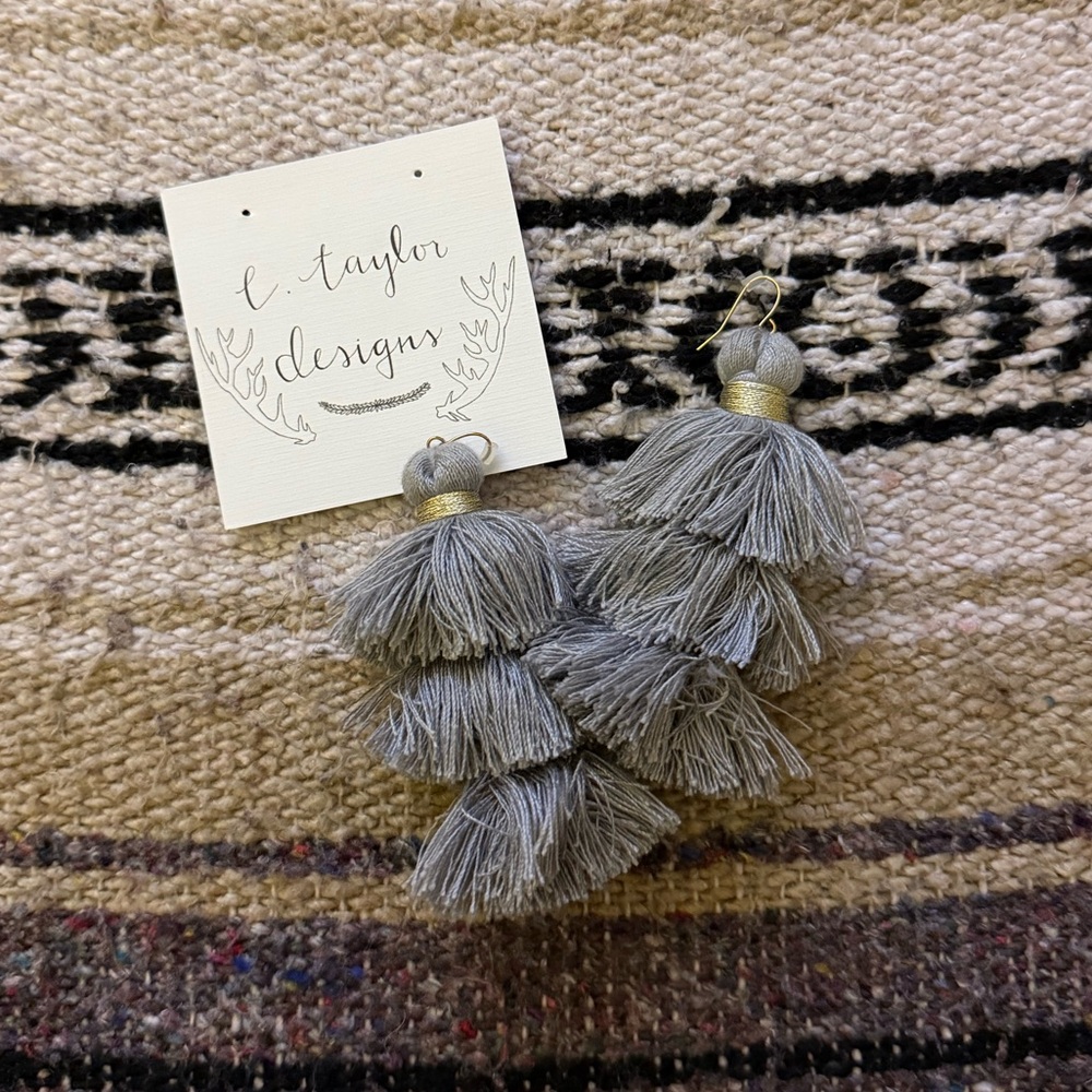 Gray Tassel Earrings